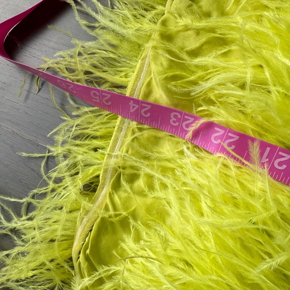 Retrofete TORIN Sequin Mini Dress Neon Yellow Feather Strapless XS - with tags - Picture 9 of 11